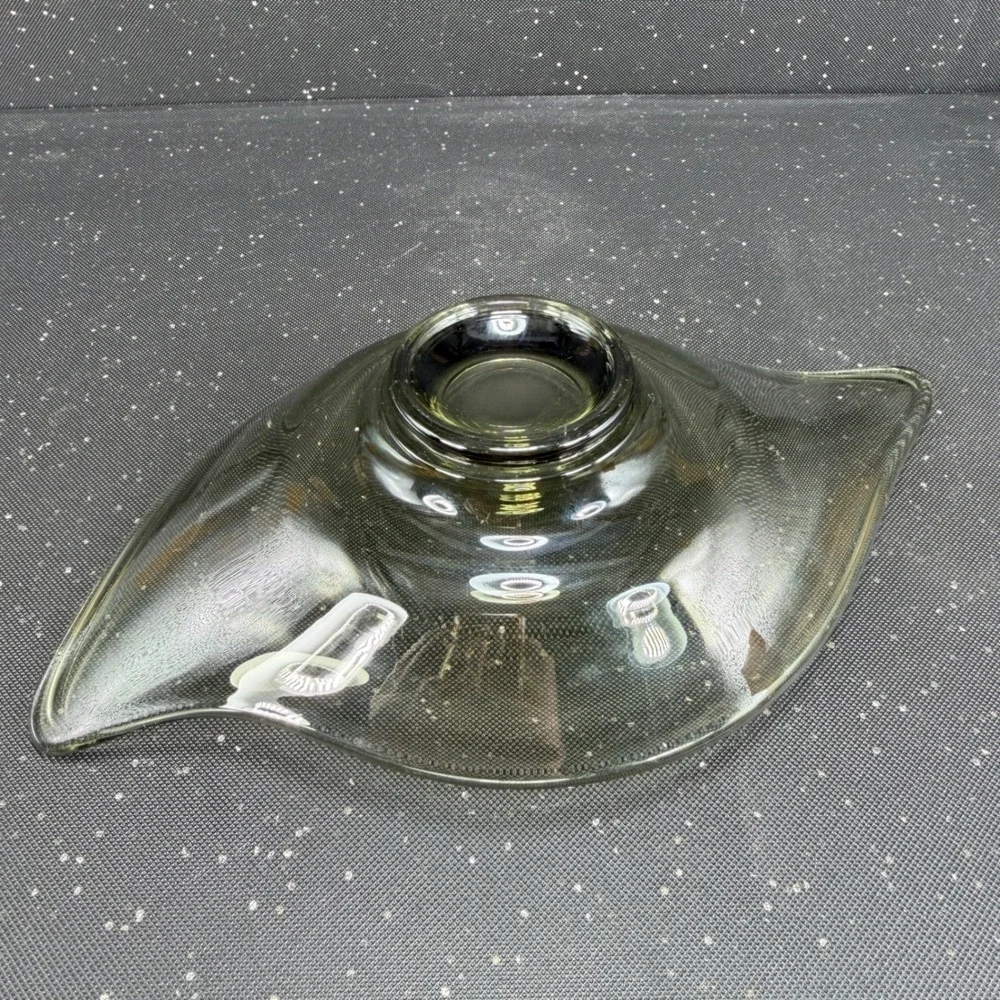 Viking Mid Century Modern Smokey Olive Green Hand Blown Glass Centerpiece Bowl